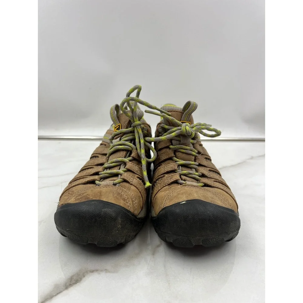 Keen Voyageur Hiking Shoes Womens 6.5 Brown Green Leather Mesh Low Top Trail